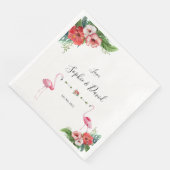 Charm Luau Flamingo Tropical Floral Wedding Servet (Hoek)