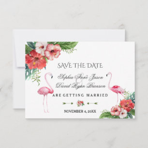 Charm Luau Flamingo Tropisch Bloemmotief Save The  Date