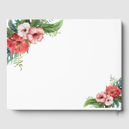 Charm Luau Flamingo Tropische Bloem Bruiloft Gastenboek (Achterkant)