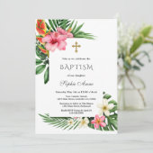 Charm Luau Tropical Hibiscus Floral Baptisme Kaart (Staand voorkant)