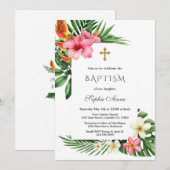 Charm Luau Tropical Hibiscus Floral Baptisme Kaart (Voorkant / Achterkant)