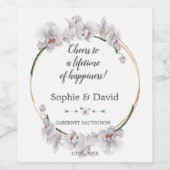 Charm Luau Waterverf White Orchid Gold Wedding Wijn Etiket (Enkel label)