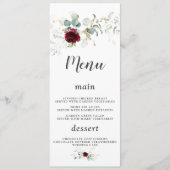 Charm Luchtig Groen Bourgondië Bloemen Gouden Huwe Menu (Voorkant)