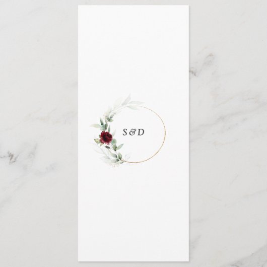 Charm Luchtig Groen Bourgondië Bloemen Gouden Huwe Menu (Achterkant)