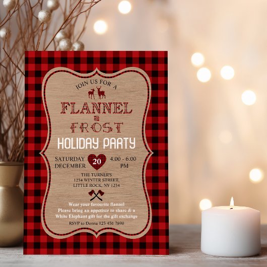 Charm Lumberjack Flannel en Frost Holiday Party Kaart