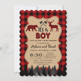 Charm Lumberjack Red Buffalo Boy Baby shower Kaart