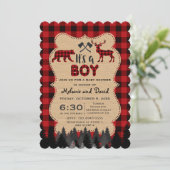 Charm Lumberjack Red Buffalo Boy Baby shower Kaart (Staand voorkant)