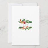 Charm Lush Tropical Flowers Leaves Lijst Wedding Kaart (Achterkant)