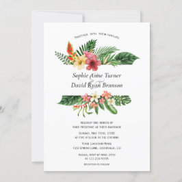 Charm Lush Tropical Flowers Leaves Lijst Wedding Kaart