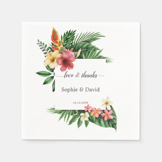 Charm Lush Tropical Garden Flowers Bloom Wedding Servet (Voorkant)