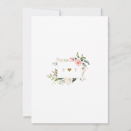 Charm Luxe Roze Blosems Bloemen Gouden Trouw  Kaart (Achterkant)