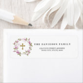 Charm Magnolia Flowers Gold Baptism Return Address Etiket (Insitu)