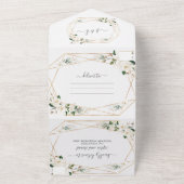 Charm Magnolia Flowers Roos Gold Wedding All In One Uitnodiging (Buitenkant)