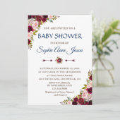 Charm Marsala Floral Herfst Navy Blue Baby shower Kaart (Staand voorkant)