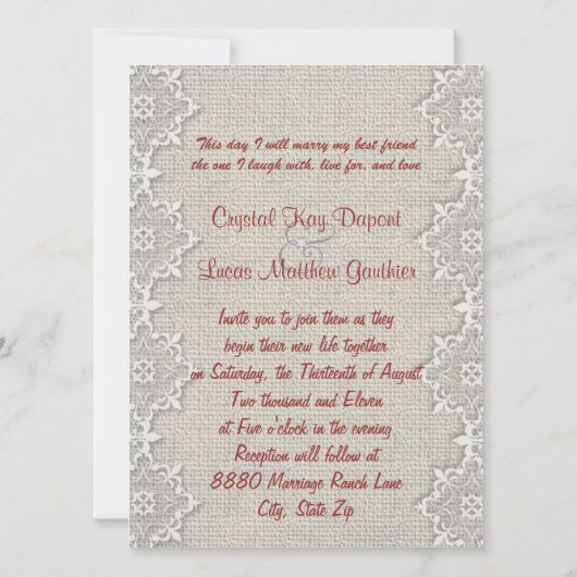 Charm Mason Jar Wedding Invitation Kaart (Achterkant)