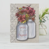 Charm Mason Jar Wedding Invitation Kaart (Staand voorkant)