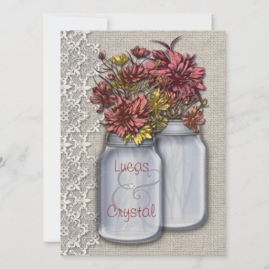 Charm Mason Jar Wedding Invitation Kaart (Voorkant)