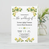 Charm Mediterranean Lemon Fruits Flowers Wedding Kaart (Staand voorkant)