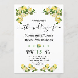 Charm Mediterranean Lemon Fruits Flowers Wedding Kaart