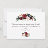 Charm Merlot Navy Blauwe Bloemen Bruiloft Dank je  Kaart (Achterkant)