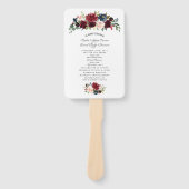 Charm Merlot Navy Blue Floral Wedding Programme Handwaaier (Voorkant)