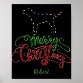 Charm Merry Christmas Light Bulbs Dog Monogram Tod Poster (Voorkant)