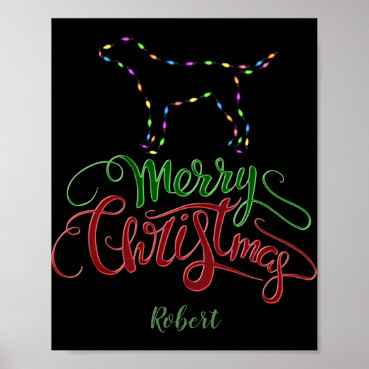 Charm Merry Christmas Light Bulbs Dog Monogram Tod Poster (Voorkant)
