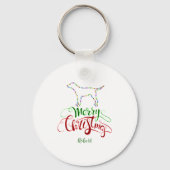 Charm Merry Christmas Light Bulbs Dog Monogram Tod Sleutelhanger (Voorkant)