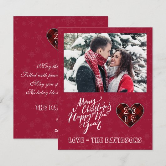 Charm Merry Happy Nieuwjaarsfoto van Charm Feestdagenkaart (Voorkant / Achterkant)