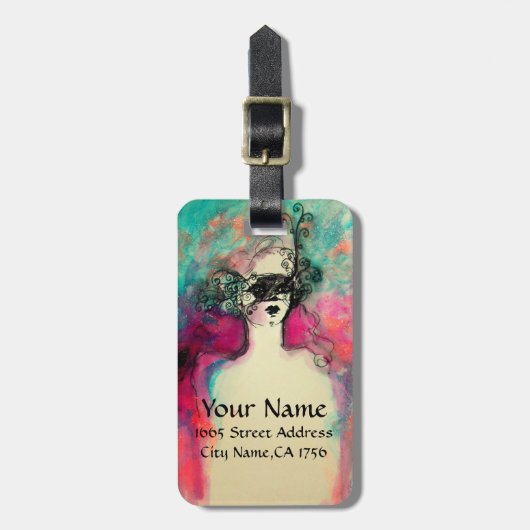 CHARM MONOGRAM / mysterieuze schoonheid met masker Bagagelabel (Voorkant verticaal)