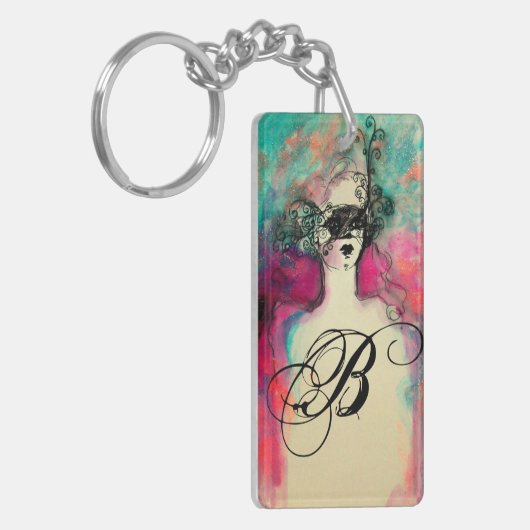 CHARM MONOGRAM / mysterieuze schoonheid met masker Sleutelhanger (Voorkant Links)
