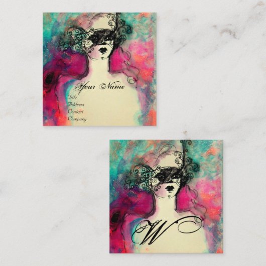 CHARM MONOGRAM/Mysterious Beauty Vierkante Visitekaartje (Voorkant / Achterkant)