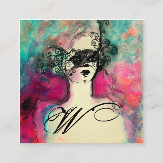 CHARM MONOGRAM/Mysterious Beauty Vierkante Visitekaartje (Achterkant)