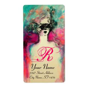 CHARM MONOGRAM, roze groen zwart blauw Etiket