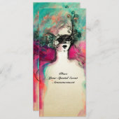 CHARM MONOGRAM Sweet 16 Maskerade Feest, Champagne Kaart (Voorkant / Achterkant)