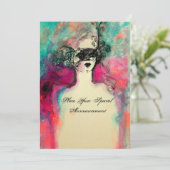 CHARM MONOGRAM , Sweet 16 Maskerade Feestje Kaart (Staand voorkant)