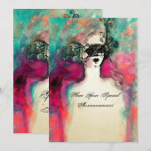 CHARM MONOGRAM , Sweet 16 Maskerade Feestje Kaart (Voorkant / Achterkant)