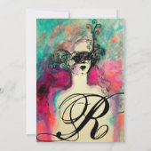 CHARM MONOGRAM , Sweet 16 Maskerade Feestje Kaart (Achterkant)