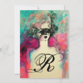 CHARM MONOGRAM , Sweet 16 Maskerade Feestje Kaart (Achterkant)