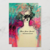 CHARM MONOGRAM , Sweet 16 Maskerade Feestje Kaart (Voorkant / Achterkant)