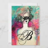 CHARM MONOGRAM , Sweet 16 Maskerade Feestje Kaart (Achterkant)