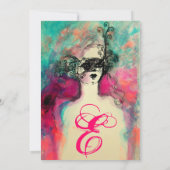 CHARM MONOGRAM , Sweet 16 Maskerade Feestje Kaart (Achterkant)