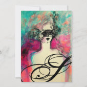 CHARM MONOGRAM , Sweet 16 Maskerade Feestje Kaart (Achterkant)