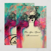 CHARM MONOGRAM , Sweet 16 Maskerade Feestje Kaart (Voorkant / Achterkant)