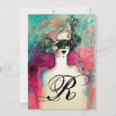 CHARM MONOGRAM , Sweet 16 Maskerade Feestje Kaart (Achterkant)