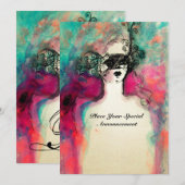 CHARM MONOGRAM , Sweet 16 Maskerade Feestje Kaart (Voorkant / Achterkant)