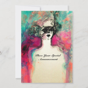 CHARM MONOGRAM , Sweet 16 Maskerade Feestje Kaart