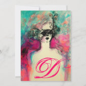 CHARM MONOGRAM , Sweet 16 Maskerade Feestje Kaart (Achterkant)