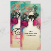 CHARM MONOGRAM Sweet 16 Maskeradefeest, Champagne Kaart (Voorkant / Achterkant)