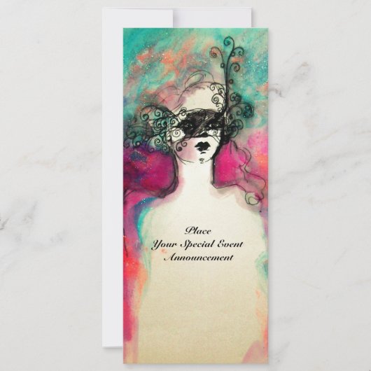 CHARM MONOGRAM Sweet 16 Masquerade Party, Champagn Kaart (Voorkant)